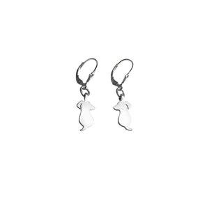 Dachshund Dangle Leverback Earrings - Silver |Friend - WeeShopyDog