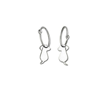 Load image into Gallery viewer, Dachshund Hoop Dangle Earrings - Silver |Friend - WeeShopyDog
