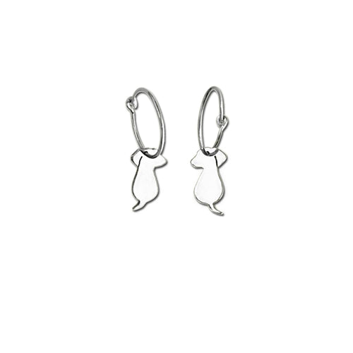 Dachshund Hoop Dangle Earrings - Silver |Friend - WeeShopyDog