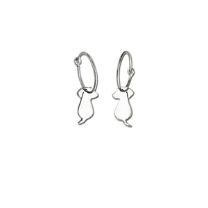 Dachshund Hoop Dangle Earrings - Silver |Friend - WeeShopyDog