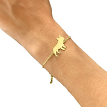 Load image into Gallery viewer, French Bulldog Bracelet and Stud Earrings SET - Silver/14K Gold-Plated |Line - WeeShopyDog
