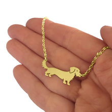 Load image into Gallery viewer, Wire Haired Dachshund  Pendant Necklace - Silver/14K Gold-Plated
