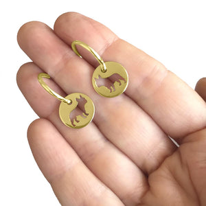 French Bulldog Hoop Dangle Earrings - 14K Gold-Plated - WeeShopDog
