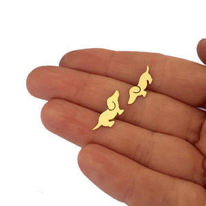 Dachshund Stud Earrings - Silver/14K Gold-Plated |Dog Fun - WeeShopyDog