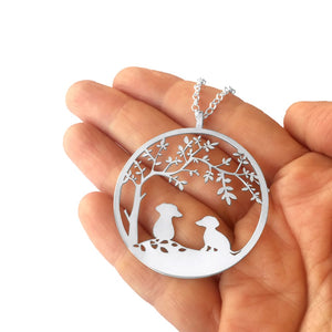 Dachshund Tree Of Life Pendant Necklace - Silver/14K Gold-Plated - WeeShopyDog