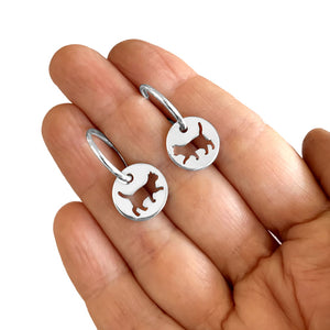 Cat Charm Hoop Earrings - Silver - WeeShopyDog