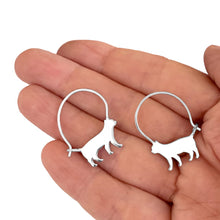 Load image into Gallery viewer, Cat Earrings - Silver Hoop - WeeShopyDog
