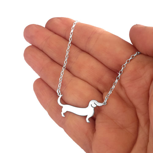 Dachshund Pendant Necklace - Silver/14K Gold-Plated |Line - WeeShopyDog