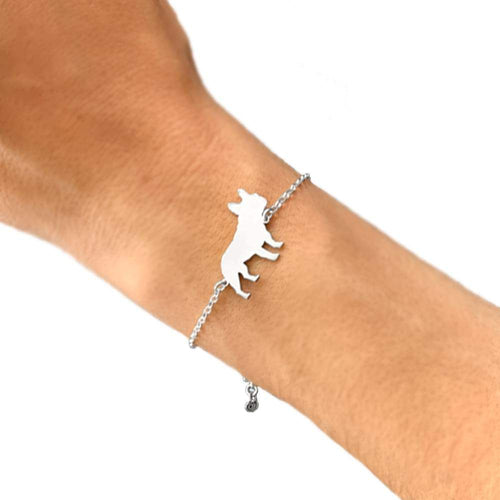 French Bulldog Bracelet - Silver/14K Gold-Plated |Line - WeeShopyDog