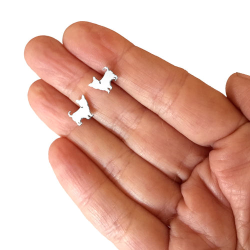 Yorkie Stud Earrings - Silver - WeeShopyDog