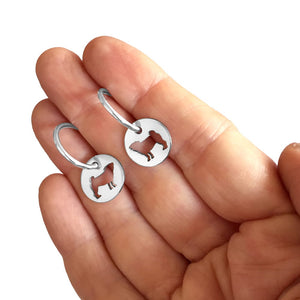 Pug  Hoop Dangle Earrings - Silver - WeeShopyDog