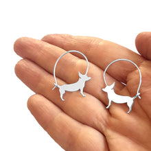 Load image into Gallery viewer, Chihuahua Hoop Earrings - Silver/14K Gold-Plated |Line - WeeShopyDog
