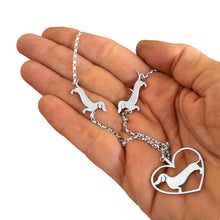 Load image into Gallery viewer, Dachshund Pendant Necklace - Silver |Line Heart 2 Line - WeeShopyDog
