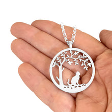 Load image into Gallery viewer, Cat Necklace - Tree Of Life Silver Pendant - WeeShopyDog
