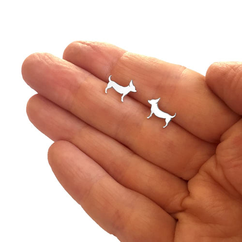 Chihuahua Stud Earrings - Silver/14K Gold-Plated |Line - WeeShopyDog