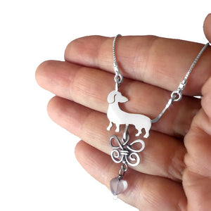 Dachshund Pendant Necklace - Silver |Beauty Butterfly - WeeShopyDog