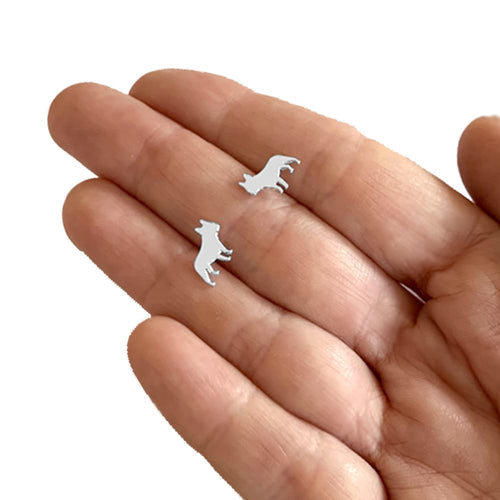 French Bulldog Stud Earrings - Silver/14K Gold-Plated |Line - WeeShopyDog