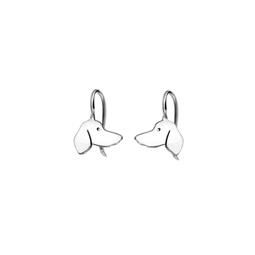 Dachshund Drop Earrings - Silver |Side - WeeShopyDog