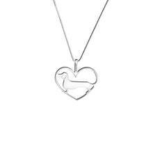 Load image into Gallery viewer, Dachshund Pendant Necklace - Silver/14K Gold-Plated |Line Heart - WeeShopyDog
