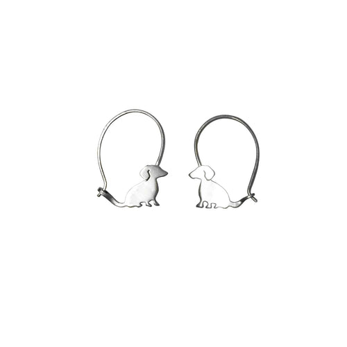 Dachshund Hoop Earring - Silver |Love - WeeShopyDog