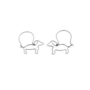 Dachshund Hoop Earrings - 14K Gold Filled/Silver |Wire - WeeShopyDog