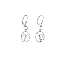 Load image into Gallery viewer, Dachshund Dangle Leverback Earrings - Silver |Image - WeeShopyDog
