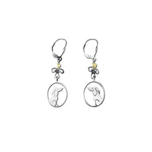 Load image into Gallery viewer, Dachshund Dangle Earrings - Silver and Pearl |Image - WeeShopyDog

