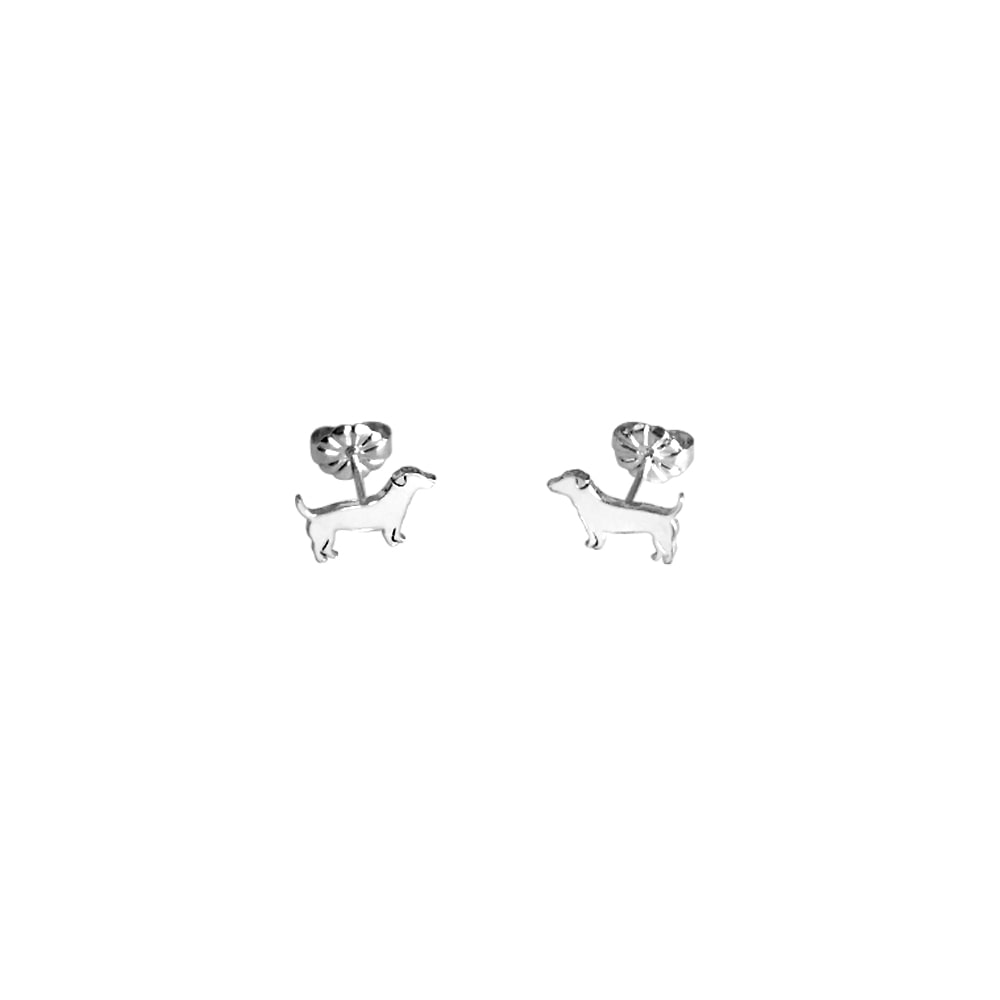 Jack Russell Earrings - Silver Stud - WeeShopyDog