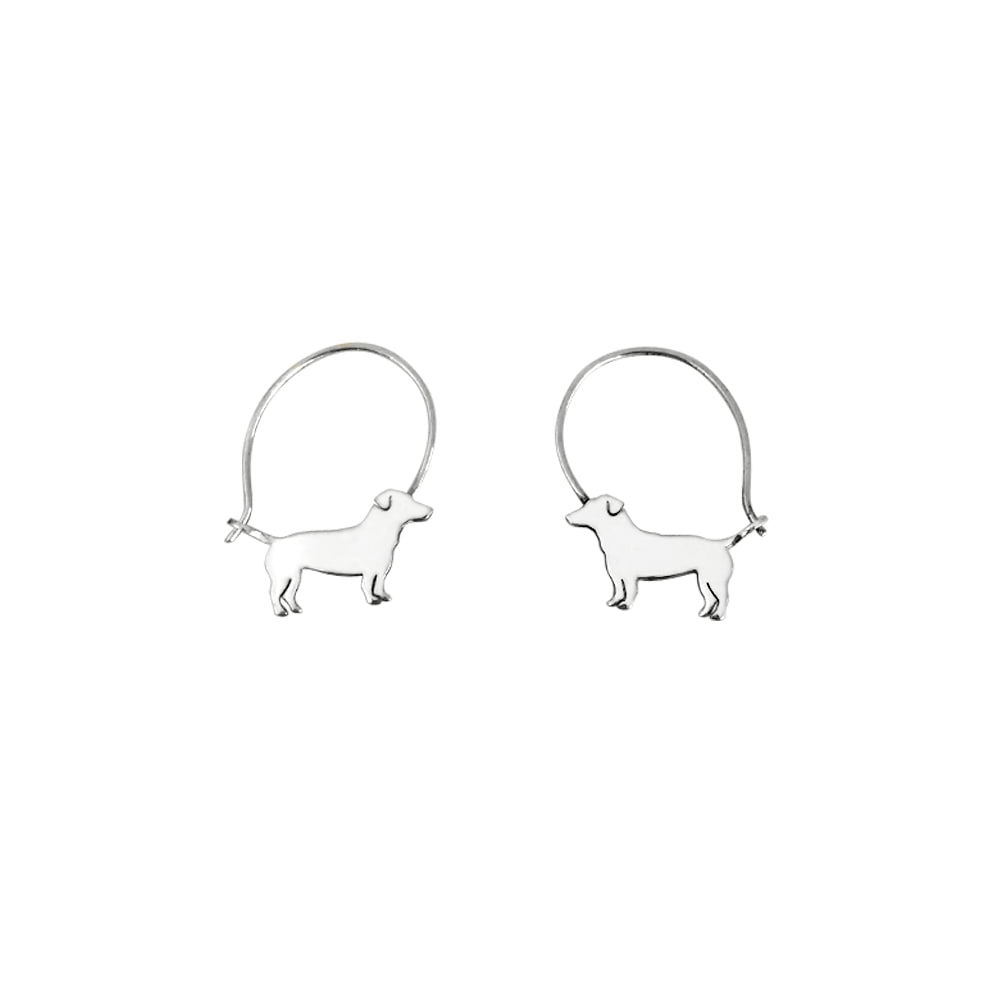 Jack Russell Hoop Earrings - Silver - WeeShopyDog