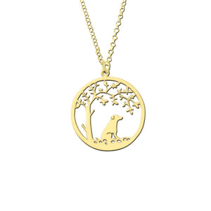 Jack Russell Pendant Necklace - 14K Gold-Plated - Tree Of Life - WeeSopyDog