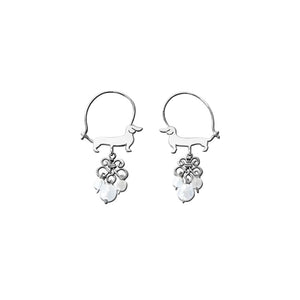 Dachshund Hoop Earrings - Silver and Opalite |Line - WeeShopyDog