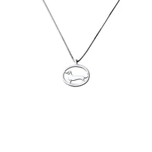 Load image into Gallery viewer, Dachshund Pendant Necklace - Silver |Line Oval - WeeShopyDog

