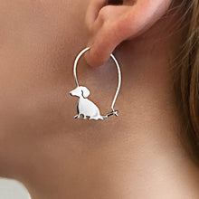 Load image into Gallery viewer, Dachshund Hoop Earring - Silver |Love - WeeShopyDog

