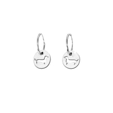 Load image into Gallery viewer, Dachshund Hoop Dangle Earrings - Silver/14K Gold-Plated |Line Circle - WeeShopyDog
