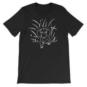 Dachshund Play Grass - Unisex/Men's T-shirt - WeeShopyDog