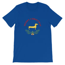 Load image into Gallery viewer, Dachshund Merry Christmas II - Unisex/Men&#39;s T-shirt - WeeShopyDog
