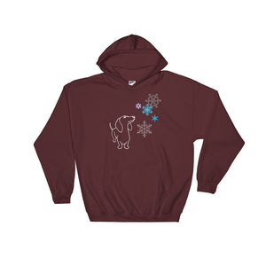 Dachshund Snowflakes - Hooded Sweatshirt - WeeShopyDog