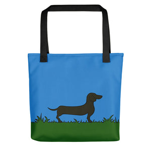 Dachshund Line Grass - Color Tote Bag - WeeShopyDog