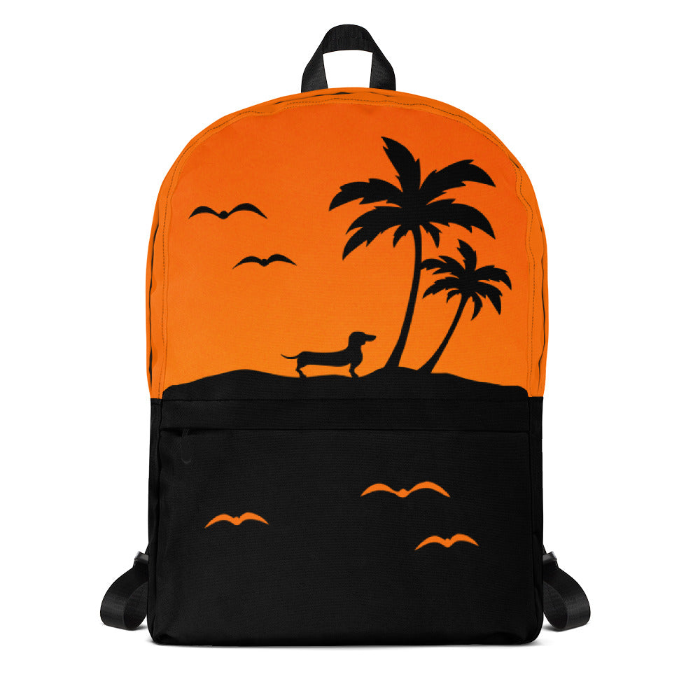 Dachshund Palm Tree - Backpack - WeeShopyDog