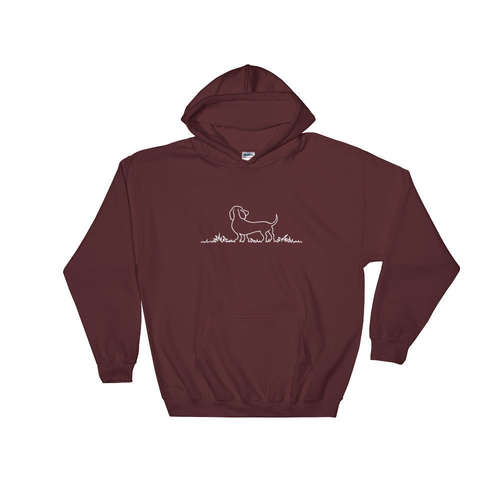 Dachshund Grass - Hooded Sweatshirt - WeeShopyDog