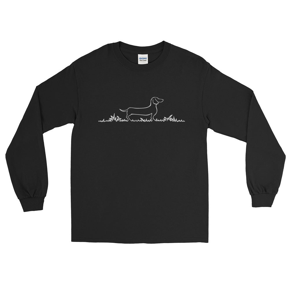 Dachshund Line Grass - Long Sleeve T-Shirt - WeeShopyDog