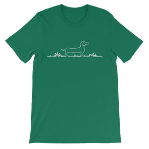Dachshund Line Grass - Unisex/Men's T-shirt - WeeShopyDog