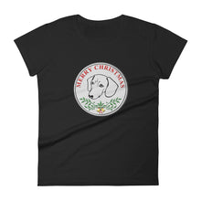 Load image into Gallery viewer, Dachshund Merry Christmas - Women&#39;s T-shirt - WeeShopyDog
