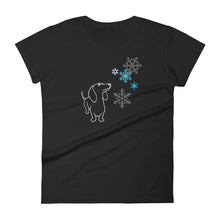 Load image into Gallery viewer, Dachshund Snowflakes - Women&#39;s T-shirt - WeeShopyDog
