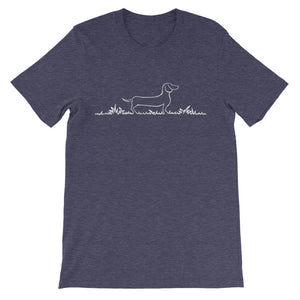 Dachshund Line Grass - Unisex/Men's T-shirt - WeeShopyDog