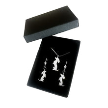 Load image into Gallery viewer, Dachshund Necklace and Dangle Earrings SET - Silver |Sit-up - WeeShopyDog
