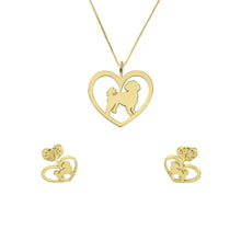 Load image into Gallery viewer, Shih Tzu Necklace and Stud Earrings SET - Silver/14K Gold-Plated |Heart
