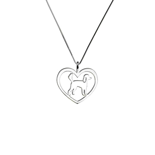 Poodle Necklace - Silver Heart Pendant - WeeShopyDog