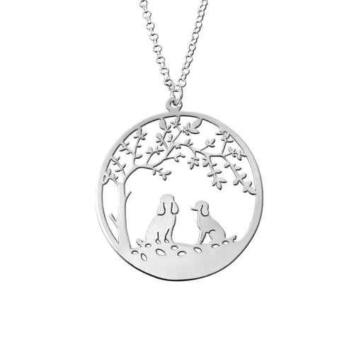 Poodle Tree Of Life Pendant Necklace - Silver/14K Gold-Plated - WeeShopyDog