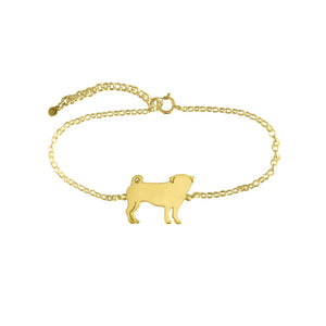 Pug Bracelet - Silver/14K Gold-Plated |Line - WeeShopyDog